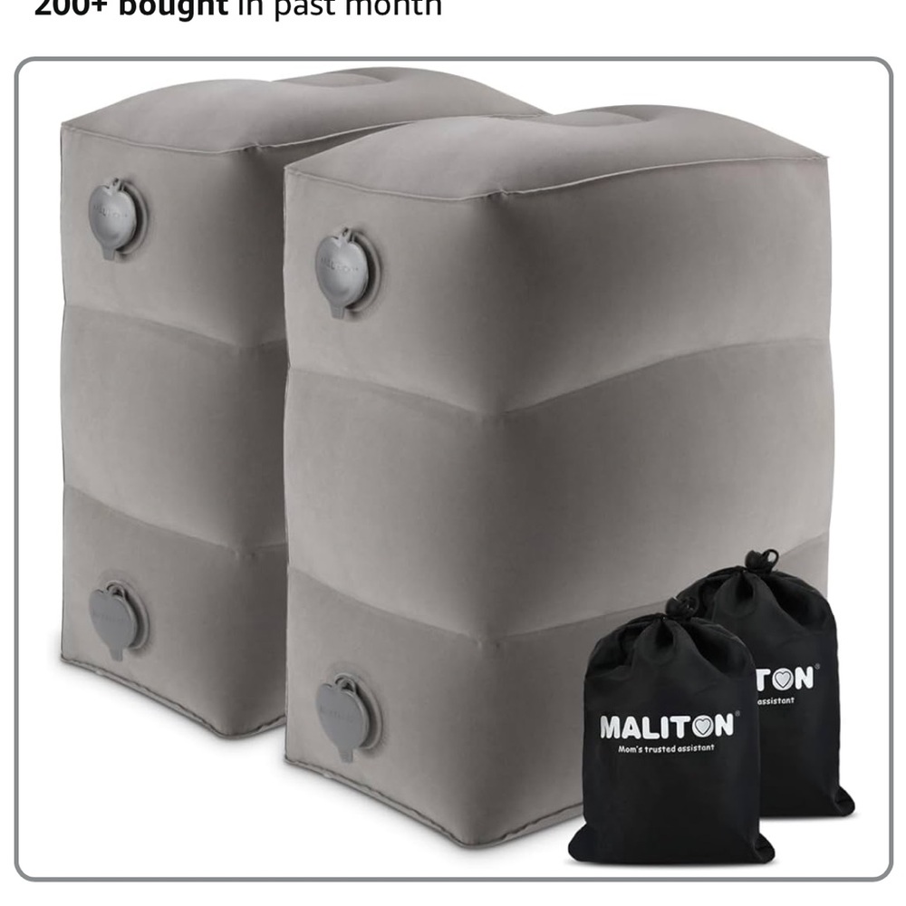NEW Maliton Gray Travel Foot Rest Pillow Set of 2